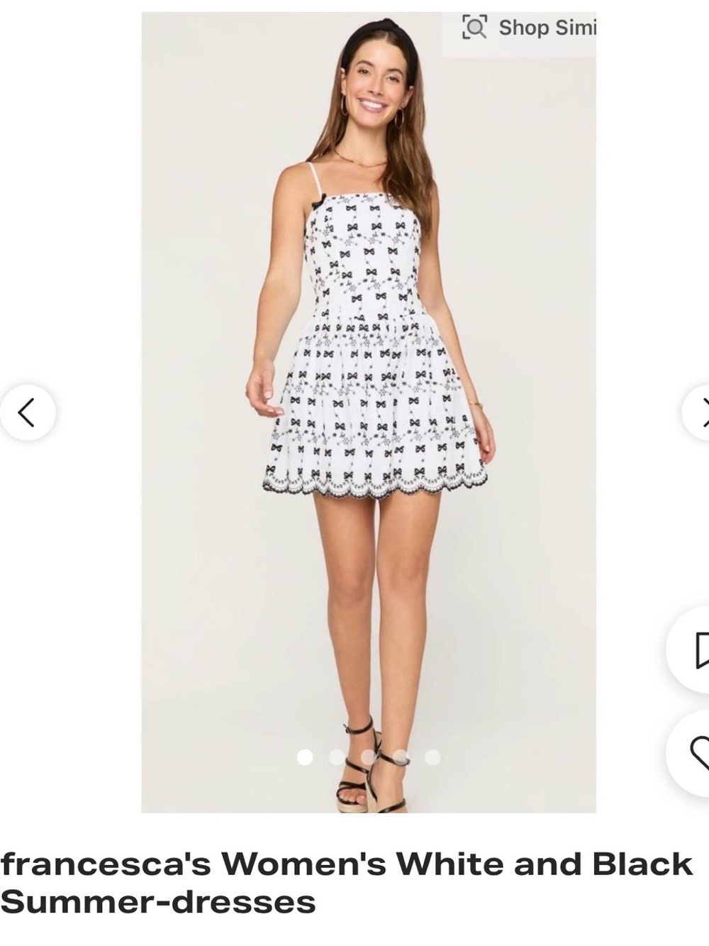 NWT Francesca's Women’s Estelle Embroidered bow mini dress size L. 100%cotton
